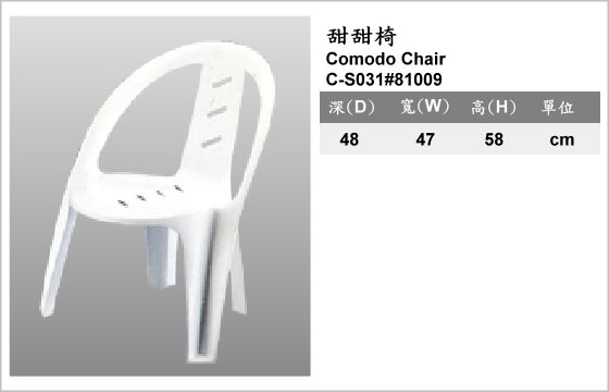 休閒家具,椅子,塑膠椅,C-S031#81009,Comodo Chair,甜甜椅